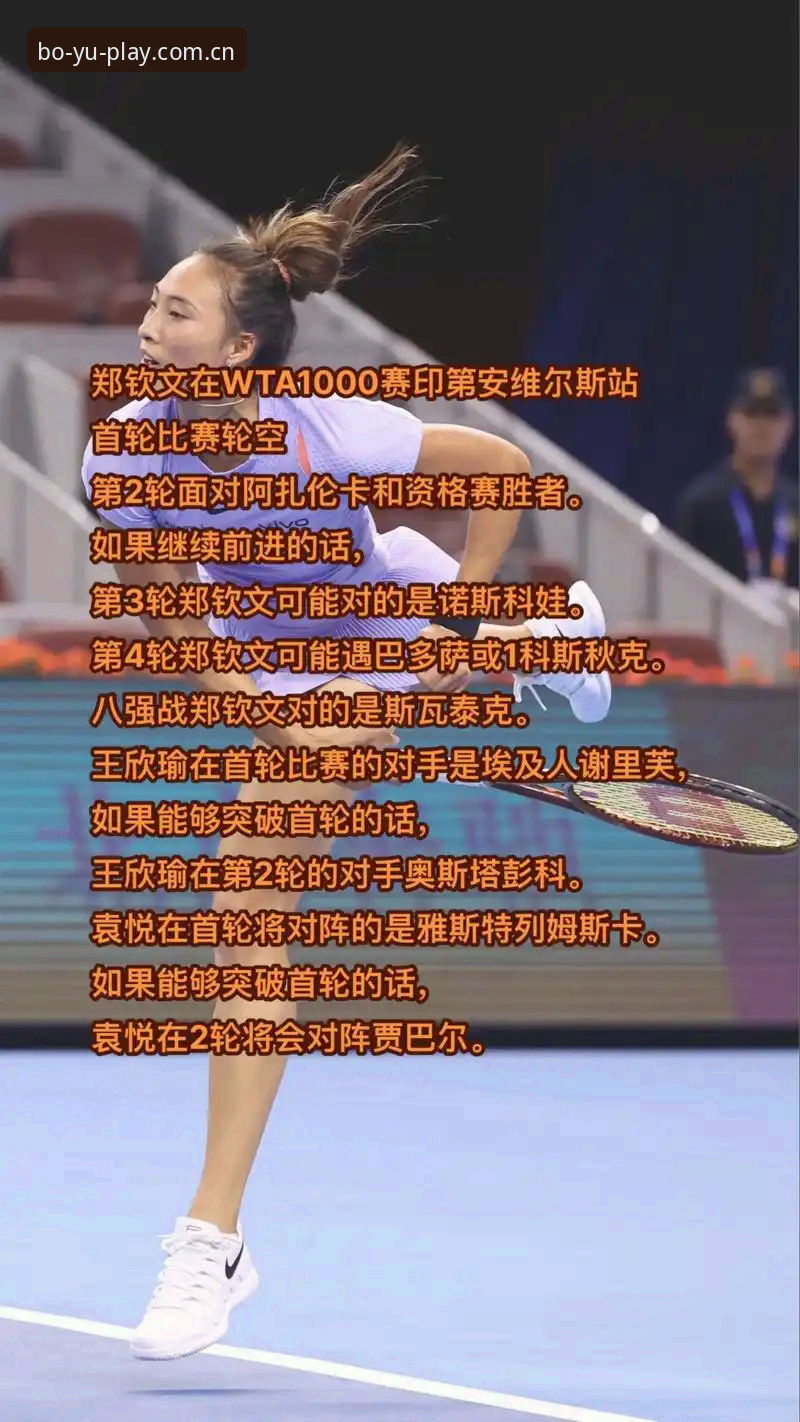 博鱼APP最新版本下载对比 中国金花法网签运如何?郑钦文能否突破保分压力再造奇迹?